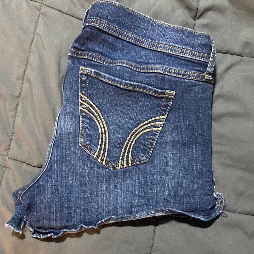 Hollister Blue Jean Shorts with Artistic Stitching